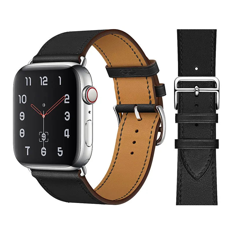 Genuine Leather Bracelet Strap For Apple Watch Band 45mm 49mm 41mm 44mm 42mm 40mm band iWatch Ultra/2 10 42/46mm 9 8 7 6 5 4 SE